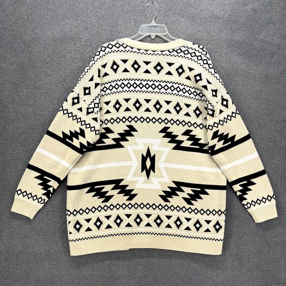 Lucky Brand Sweater Womens XL Extra Large Open Front Cardigan Aztec pocket - Picture 2 of 16